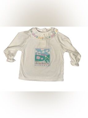 VTG  OshKosh Girls 18M Farm Animal Farm Long sleeve Top Ruffle Sleeve & Neckline